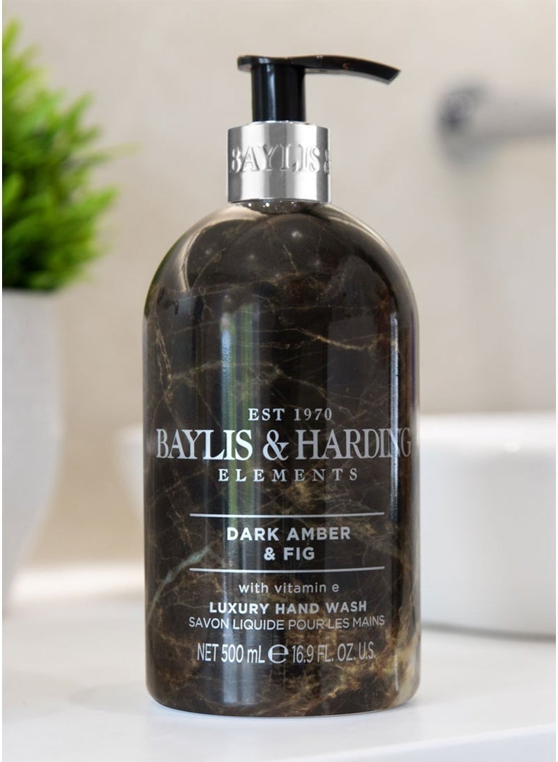 Baylis & Harding Elements Dark Amber and Fig Hand Wash, 500ml | Vegan | Enriched in Vitamin E | Nourishing, Hydrating and Moisturising Formula | Paraben Free - Image 3