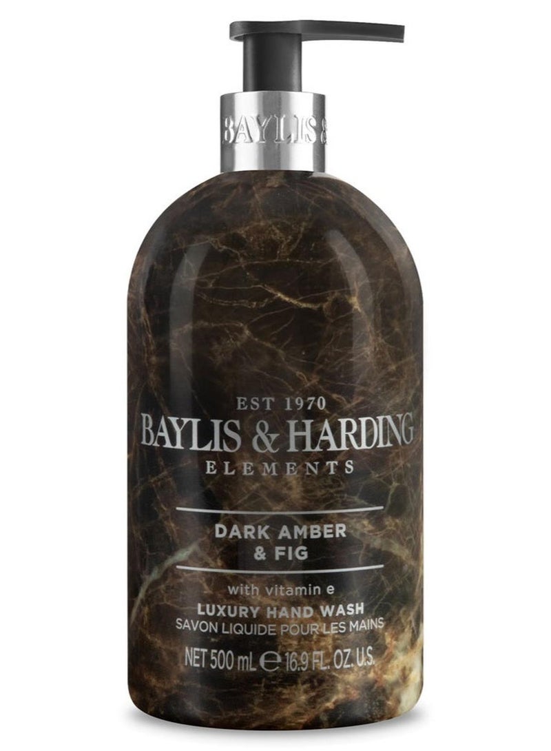 Baylis & Harding Elements Dark Amber and Fig Hand Wash, 500ml | Vegan | Enriched in Vitamin E | Nourishing, Hydrating and Moisturising Formula | Paraben Free - Image 1
