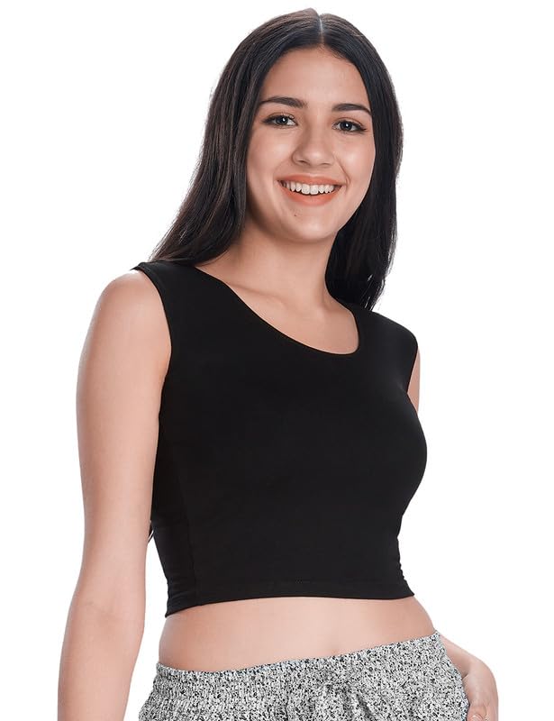 VSTAR Sleeveless Round Neck Blouse Black - Image 2