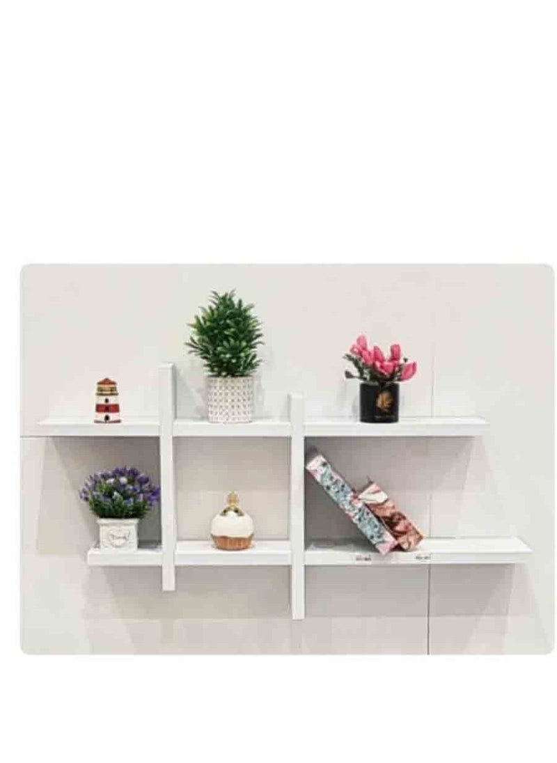 co arma Wooden Shelves With a White Hashtag Design 
