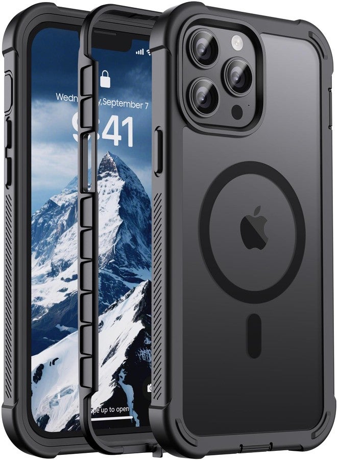 jaroco for iPhone 13 Pro case, with [Compatible with MagSafe][Military Grade Drop Protection][Heavy Duty Protection][Non-Slip][Shockproof] with 2-Layer Durable Bumper Phone Case 6.1''-Black - Image 1