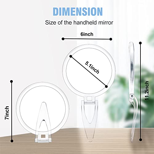JMH Magnifying Handheld Mirror Double Sided, 1X 20X Magnification Hand Mirror, Travel Folding Held Adjustable Rotation Pedestal, Portable Small Makeup Mirror, 6 Inch - Image 3