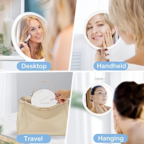 JMH Magnifying Handheld Mirror Double Sided, 1X 20X Magnification Hand Mirror, Travel Folding Held Adjustable Rotation Pedestal, Portable Small Makeup Mirror, 6 Inch - Image 4