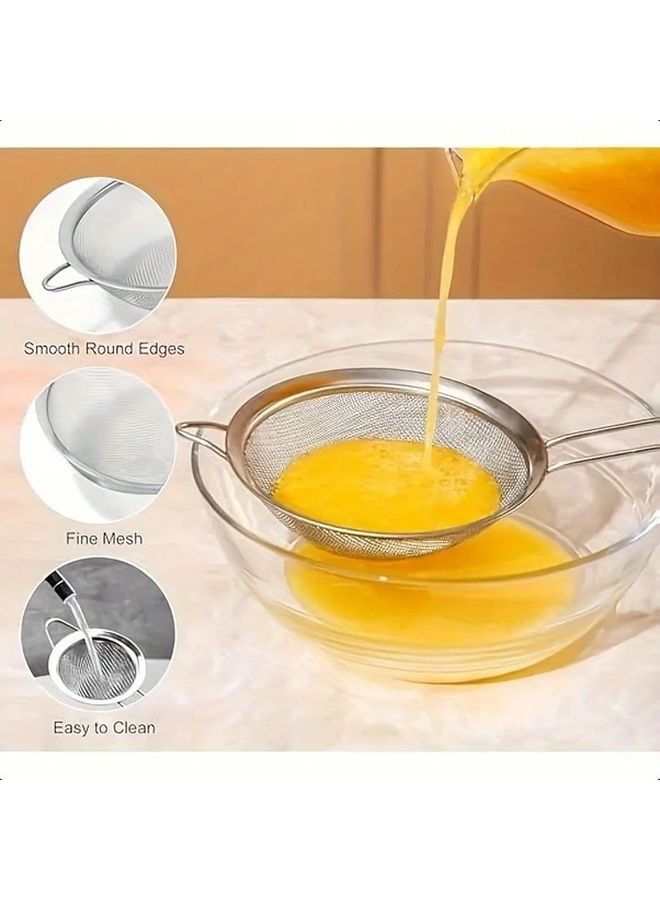 Stainless Steel Fine Mesh Colander Set With Soup Spoon 3 Sizes 3.15 4.72 6.3 Inch - Image 5