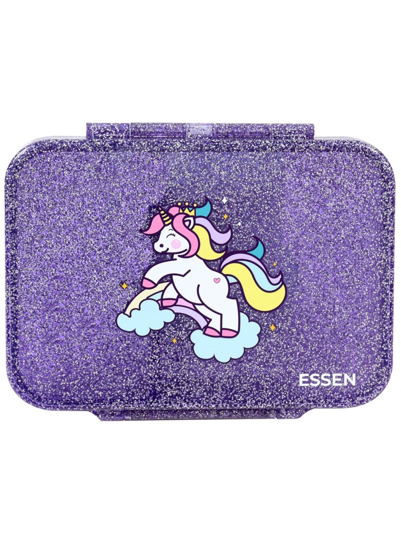 ESSEN Tritan Bento Lunch Box for Kids Girls - Purple Glitter Unicorn - Image 1