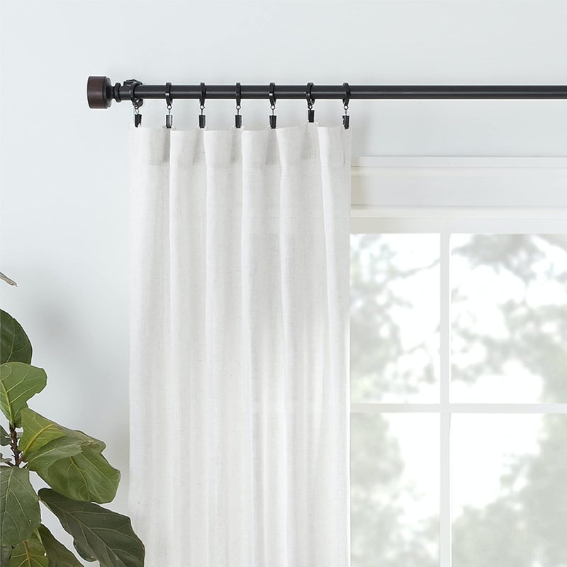 MODE Premium Collection Flat Steel Curtain Clip Rings, Set of 14 Curtain Rings with Clips, Rings with Clips for Curtains, Fits Premium and Acrylic Curtain Rods, 1 5/8”, Matte Black - Image 4