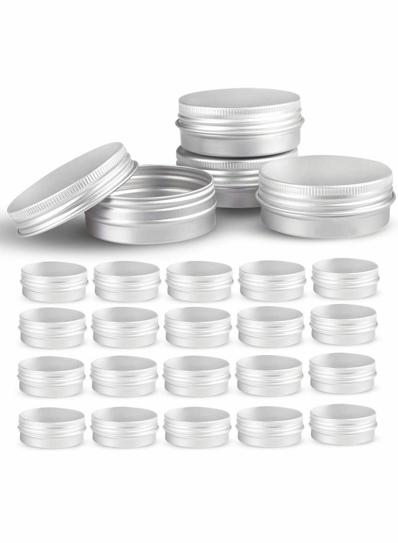 Round Aluminum Metal Tin Storage, 24 Pcs Jar Containers with Secure Screw Top Lids - Image 1