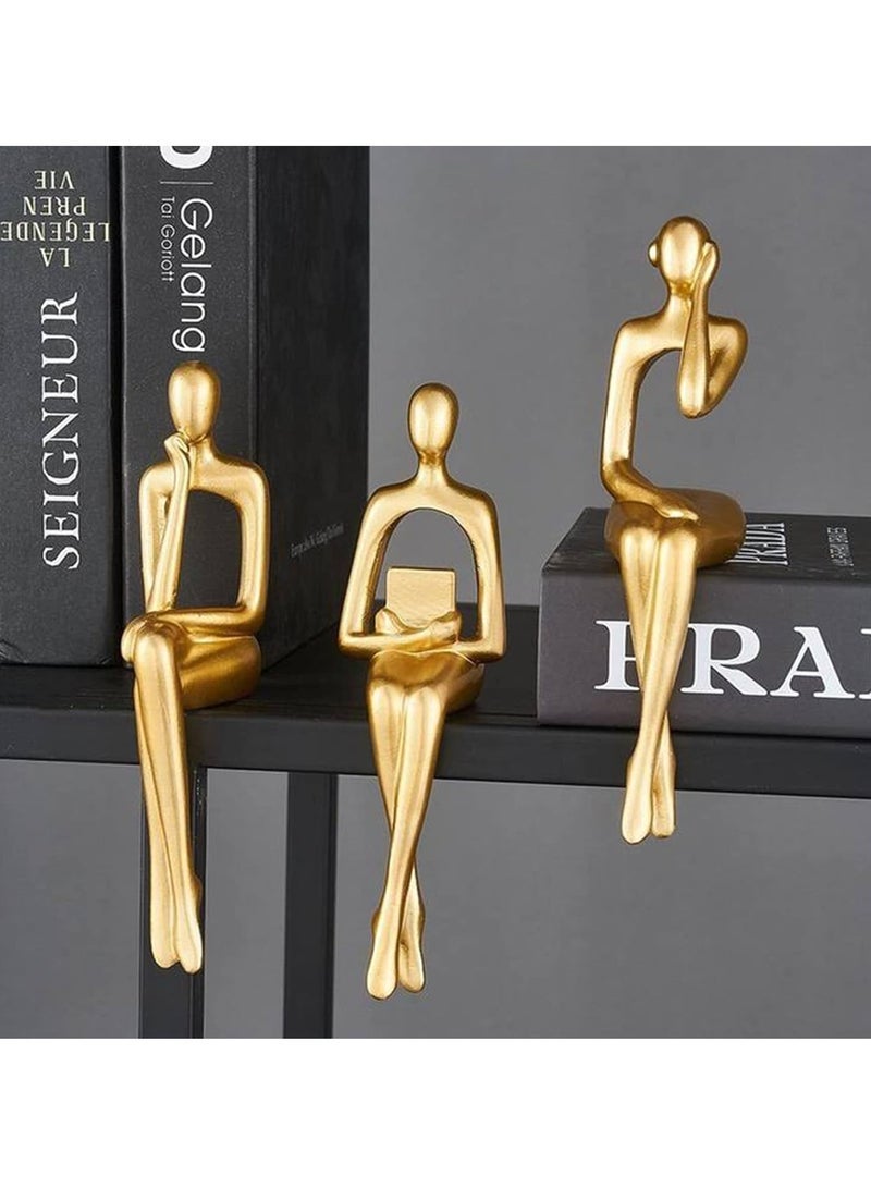 Captaintech Gold Statue Home Decorations for Living Room,Shelf Decor Modern Bookshelf Decor Figurines Desk Sculpture Table Decor 3 Piece - Image 4