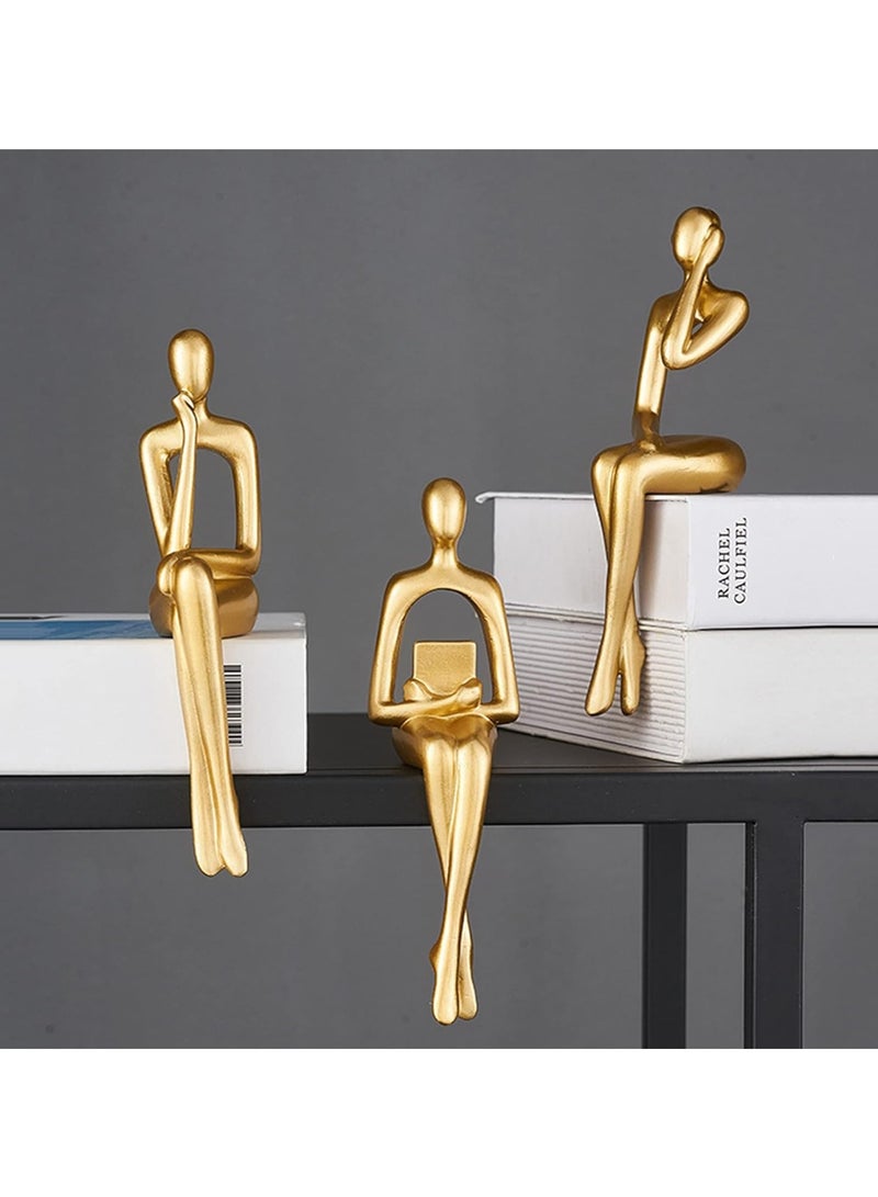 Captaintech Gold Statue Home Decorations for Living Room,Shelf Decor Modern Bookshelf Decor Figurines Desk Sculpture Table Decor 3 Piece - Image 5