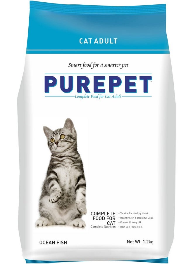 PUREPET Ocean Fish Adult Dry Cat Food, 1.2Kg, 1 Count  - Image 1