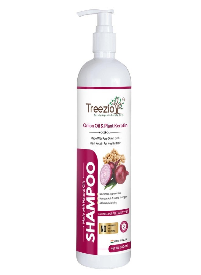 Treezio Onion Oil & Plant Keratin Shampoo - for Hair fall Control & Hair Growth | No Paraben No Silicones | For Men & Women (500.00 ml (Pack of 1)) - Image 1