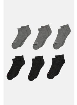 Reebok Women 6 Pairs Brand Logo Quarter Socks, Grey  - Image 1