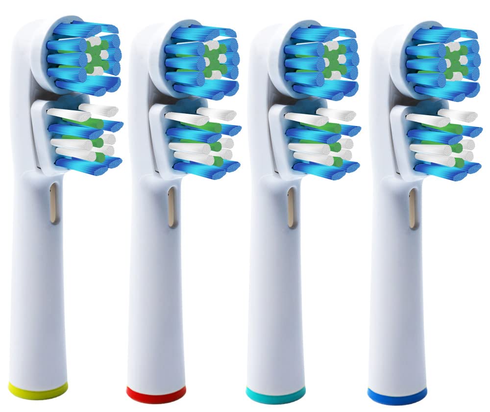 Hippie Hype Replacement Brush Heads for Braun Oral-B Dual Clean Electric Toothbrush - Pack of 4