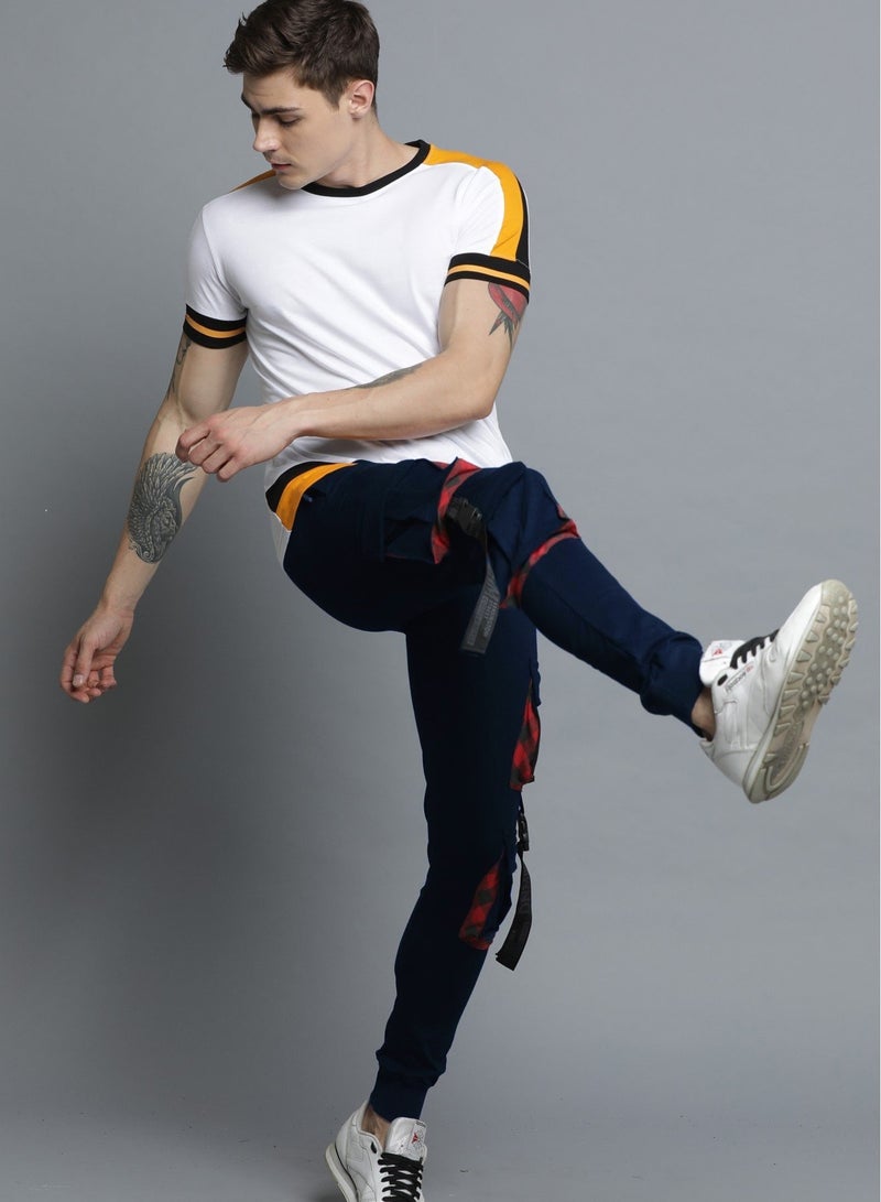 Maniac Men's Cargo Navy and Red Cotton Slim Fit Jogger - Image 2