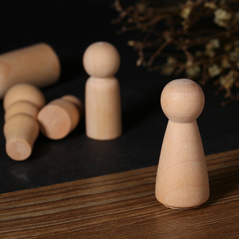 5Pcs Wooden Peg Dolls Unfinished Family Five People DIY Craft For Paint Stain Ornament Decorations - Image 5