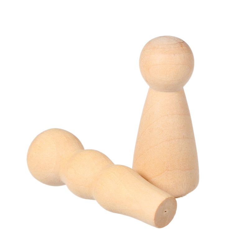 5Pcs Wooden Peg Dolls Unfinished Family Five People DIY Craft For Paint Stain Ornament Decorations - Image 2