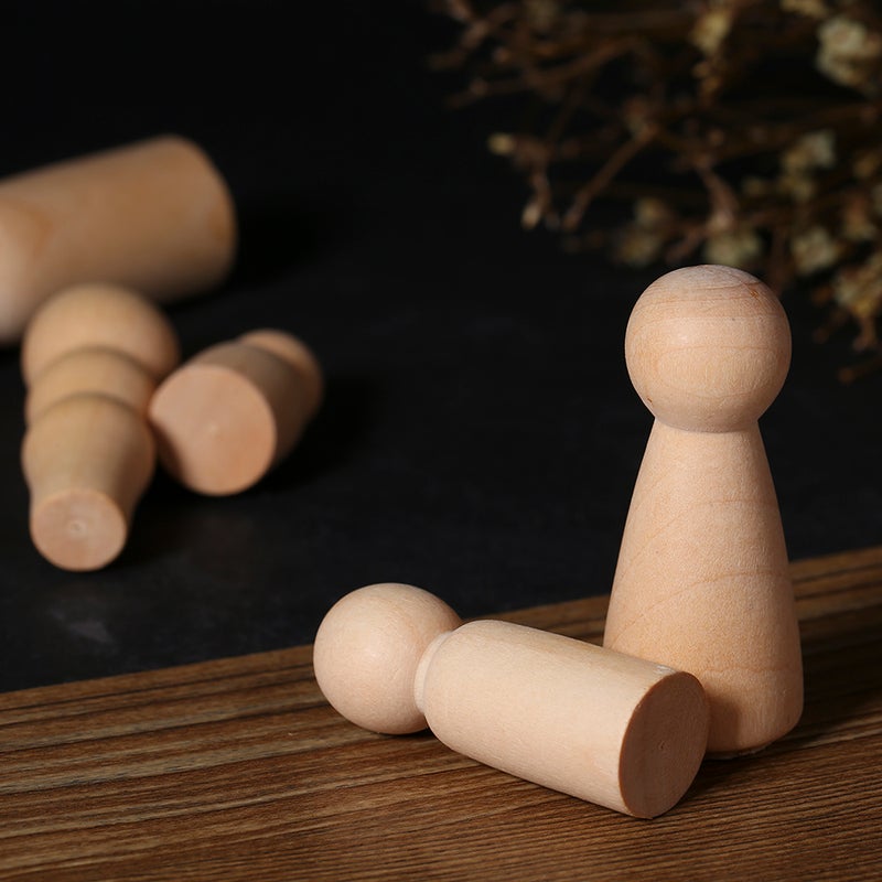 5Pcs Wooden Peg Dolls Unfinished Family Five People DIY Craft For Paint Stain Ornament Decorations - Image 3
