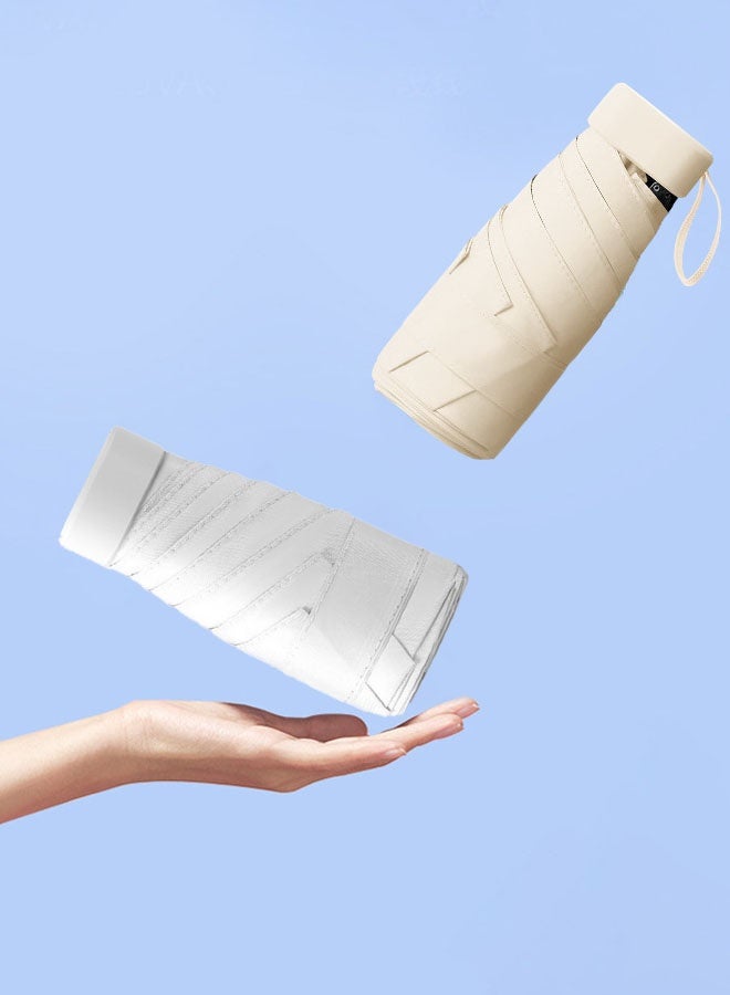 Hanayo مظلة ميني لحماية من الأشعة فوق البنفسجية مظلة محمولة مضادة للمطر مع حقيبة كبسولة للنساء والأطفال لأيام المطر والشمس بحجم السفر (أبيض) - Image 2