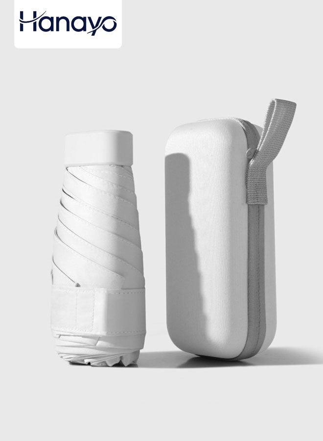 Hanayo مظلة ميني لحماية من الأشعة فوق البنفسجية مظلة محمولة مضادة للمطر مع حقيبة كبسولة للنساء والأطفال لأيام المطر والشمس بحجم السفر (أبيض) - Image 1