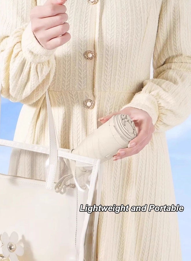 Hanayo مظلة ميني لحماية من الأشعة فوق البنفسجية مظلة محمولة مضادة للمطر مع حقيبة كبسولة للنساء والأطفال لأيام المطر والشمس بحجم السفر (أبيض) - Image 5