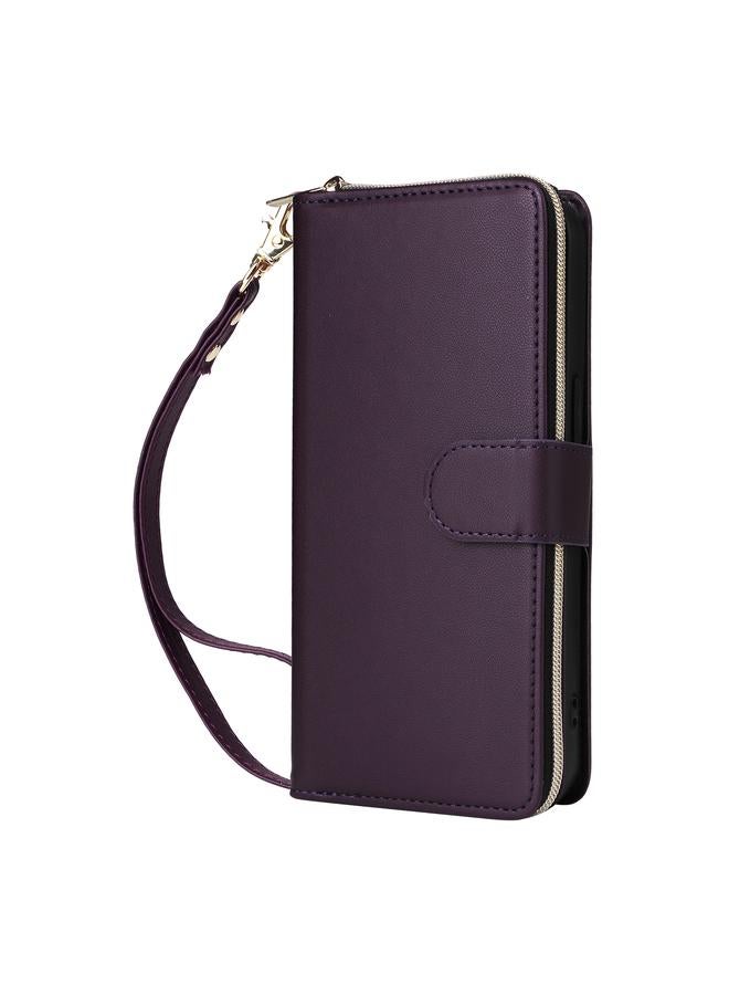 اس-توب جراب لهاتف iPhone 15 Pro Max مزود بتسع فتحات للبطاقات وحقيبة محفظة بسحاب من الجلد - Image 2