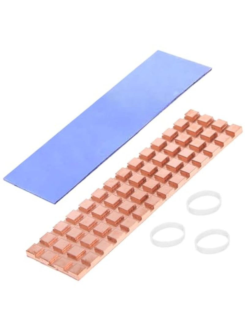 SYOSI M.2 2280 SSD Heatsink 67x18x2mm Pure Copper Cooler with Thermal Pad, Slim NVMe Heat Sink for Laptop, Desktop, PS5 and Electronic Devices Cooling (Includes Rubber Rings) - Image 1