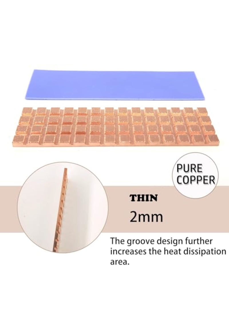 SYOSI M.2 2280 SSD Heatsink 67x18x2mm Pure Copper Cooler with Thermal Pad, Slim NVMe Heat Sink for Laptop, Desktop, PS5 and Electronic Devices Cooling (Includes Rubber Rings) - Image 3