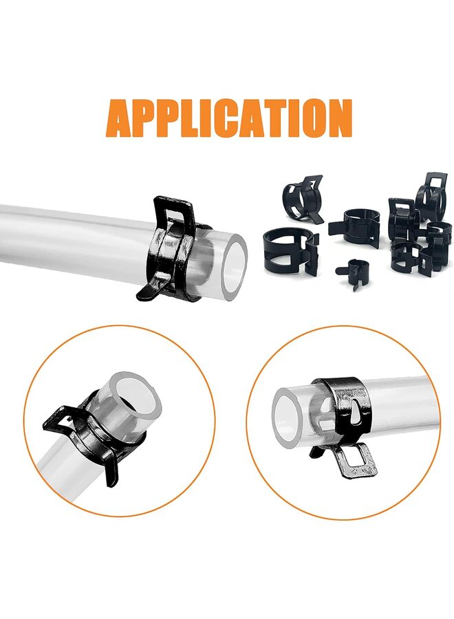80pcs Spring Band Type Fuel/Silicone Vacuum Hose Pipe Clamp, 7mm-18mm Low Pressure Air Clip Clamp 7mm 9mm 10mm 11mm 14mm 16mm 17mm 18mm (Material : BLACK) - Image 2