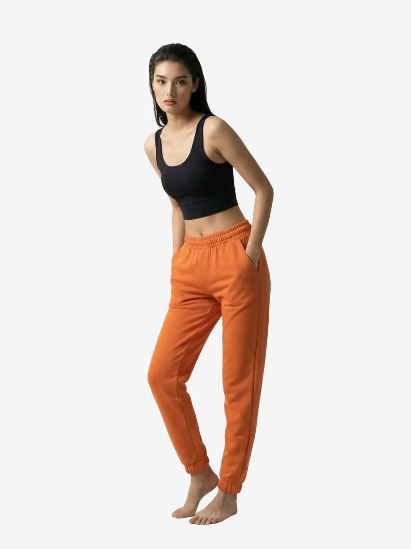 My Fashion Bright Orange MY FASHION Elastic Waist Jogger Sweatpants for Women | Best Price UAE