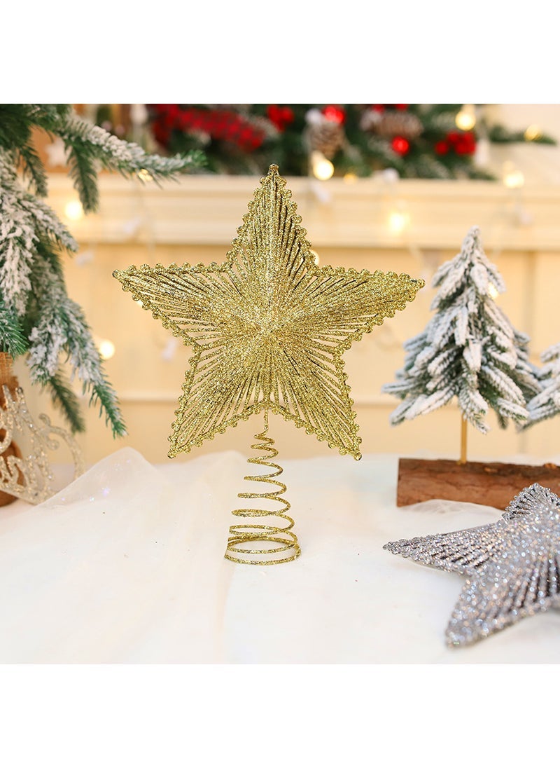 نجمة تزيين قمة شجرة عيد الميلاد الجديدة باللون الذهبي