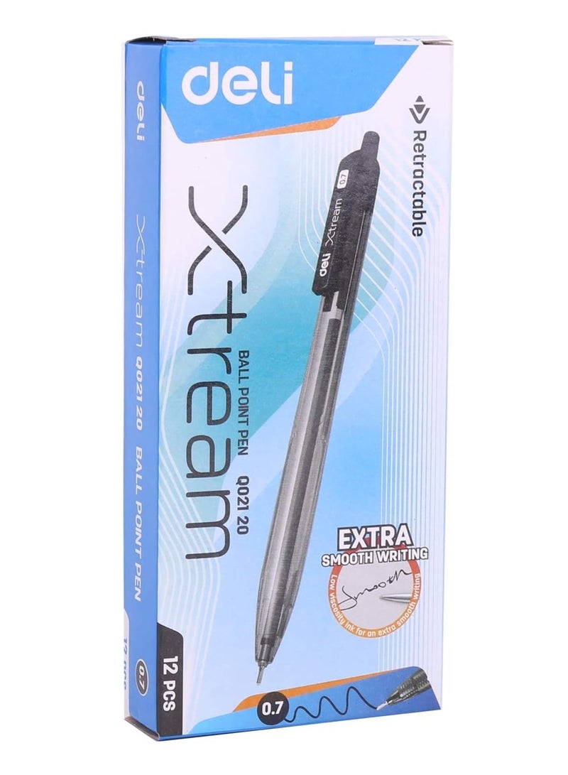 Deli Deli Q02120 Ball Point Pen Black Pack of 12pcs - Image 1