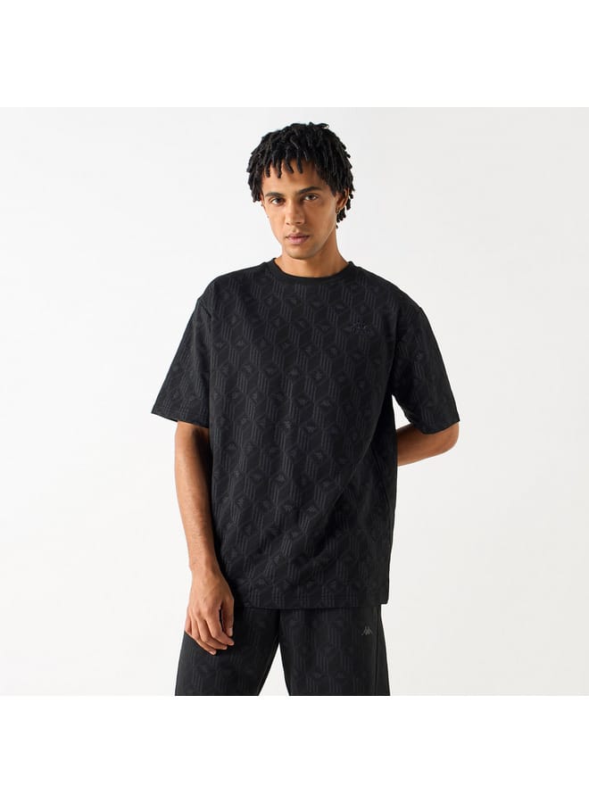 Kappa Kappa All-Over Logo Print T-shirt with Short Sleeves and Crew Neck  - Image 1