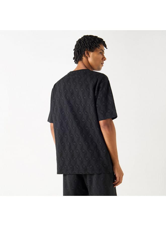 Kappa Kappa All-Over Logo Print T-shirt with Short Sleeves and Crew Neck  - Image 3