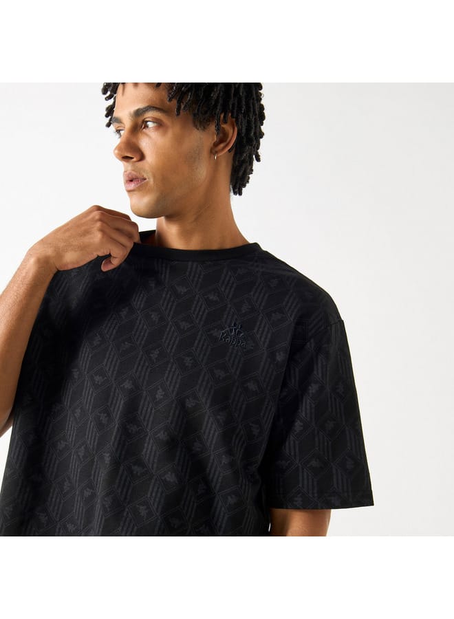 Kappa Kappa All-Over Logo Print T-shirt with Short Sleeves and Crew Neck  - Image 4