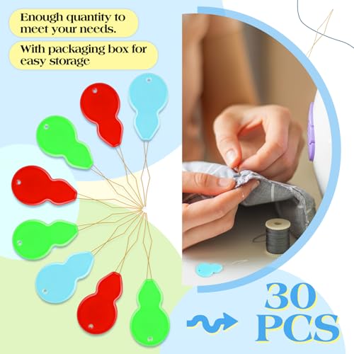 Fteven Needle Threaders, 30Pcs Sewing Needle Threader Gourd Shaped, Embroidery Needle Threader for Hand Sewing and Sewing Machine with Clear Storage Box - Image 4