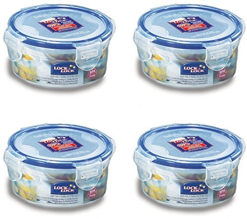 LocknLock Lock & Lock Round Water Tight Food Container Snack Box, Set of 4, Clear - Image 1