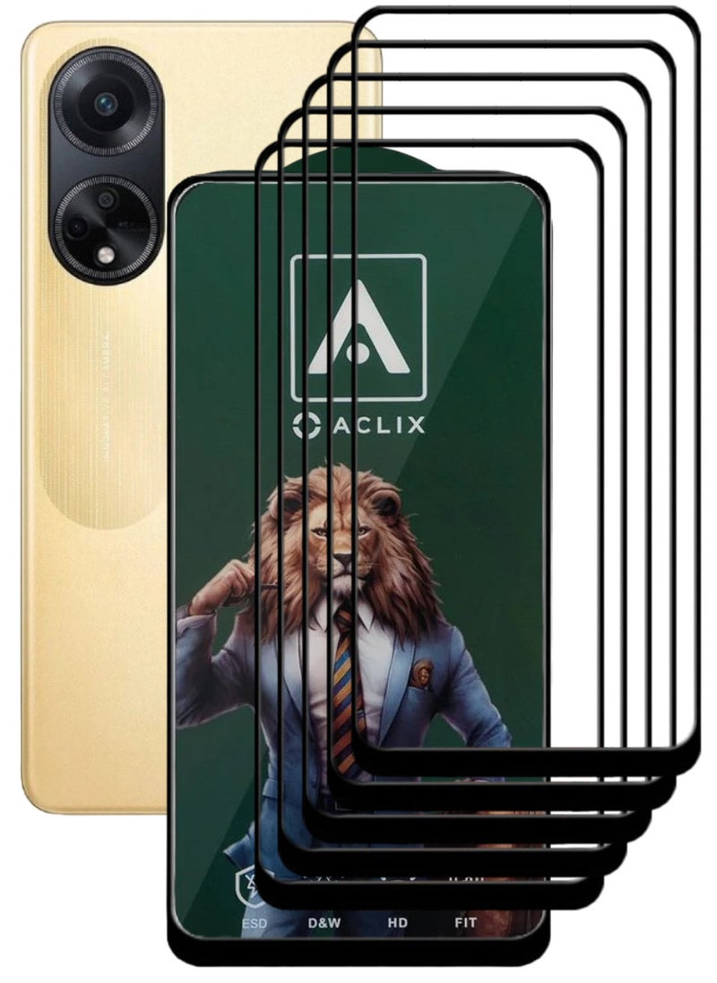 ACLIX 5 Pieces Antistatic ESD Dustproof Premium Quality High Definition Tempered Glass Screen Protector Designed For Oppo F23 - Image 1