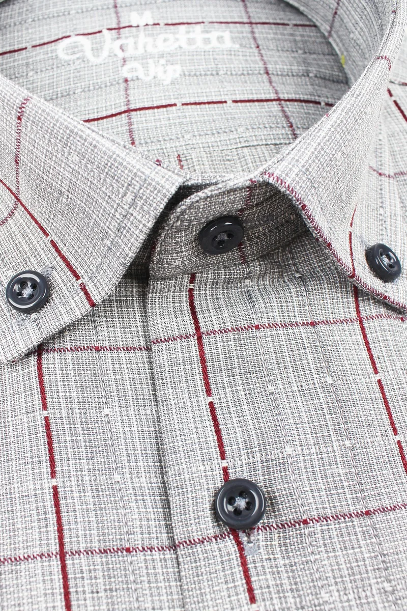 Varetta Men's Gray Short Sleeve Classic Cut Collar Buttoned One Pocket Shirt