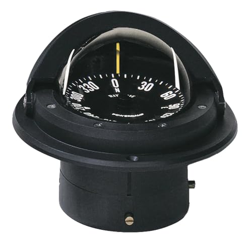 Ritchie Navigation Ritchie Voyager Compass Flat-Card Dial with Flush Mount and 12V Green Night Light (Black, 3-Inch) - Image 1