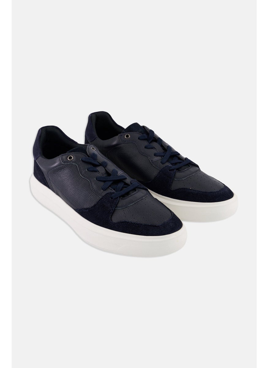 GEOX Men Deiven Lace up Micro Suede Shoes, Navy  - Image 1