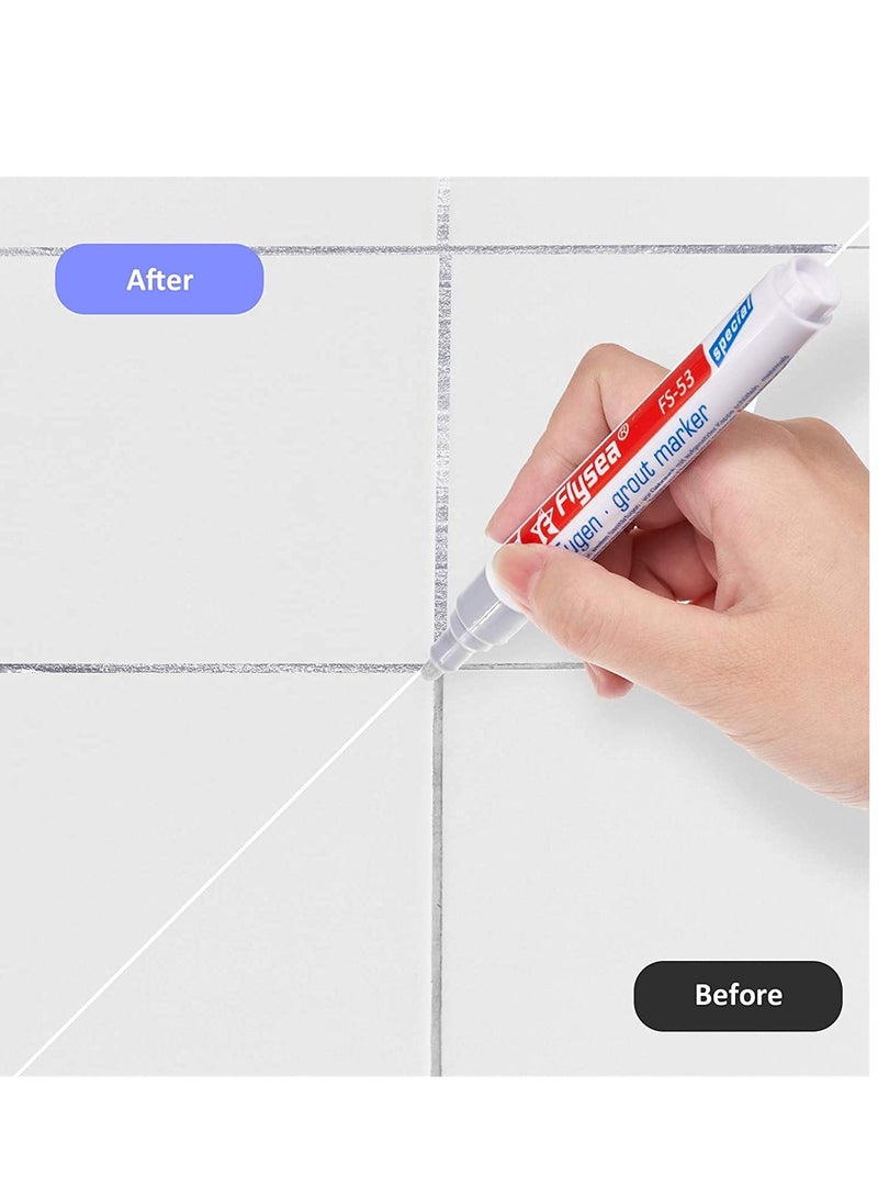 Zikra Silver 6 Pieces Tile Pen Wall Grout Restorer Pen Repair Marker Grout Filler Pen for Restoring Tile Grout Wall Floor Bathrooms and Kitchen - Image 4