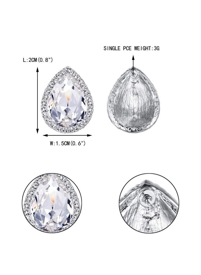 EVER FAITH Women'S Austrian Crystal Wedding Teardrop Stud Earrings Clear Silver-Tone  - Image 4