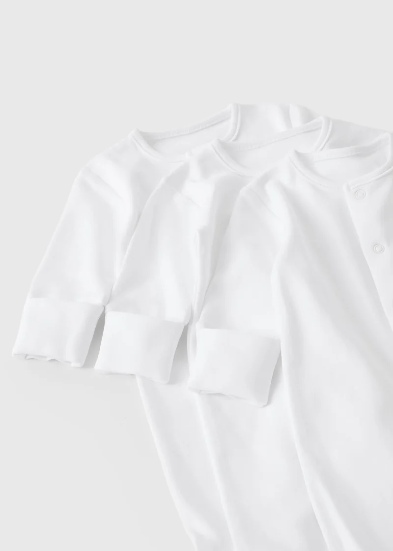 Matalan 3 Pack Baby White Plain Sleepsuits