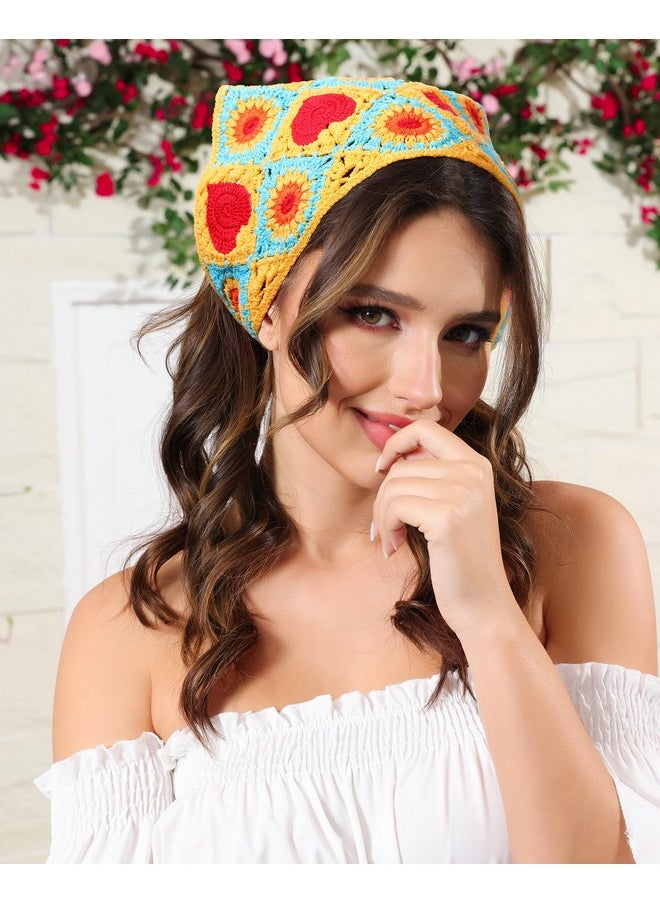 HAIMEIKANG Crochet Bandanas For Women 2 Pcs Heart Hair Bandana Headbands For Women Fashion Hair Scarf Kerchief Head Wraps  - Image 2