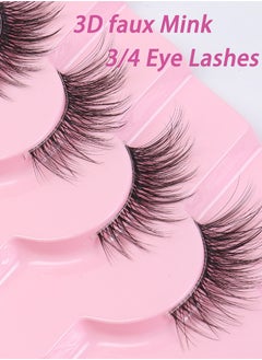 Ocean Half Lashes Natural Look Wispy Soft Strip Mink Eyelashes Cat Eye 3D Curl Short False Lashes 7 Pairs, False Eyelashes with Clear Terrier, Reusable Fake Eyelashes, Ideal for Girls and Women Daily Use  - Image 4