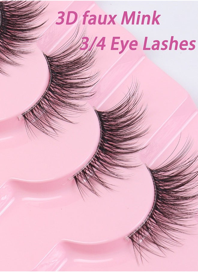 Ocean - Half Lashes Natural Look Wispy Soft Strip Mink Eyelashes Cat Eye 3D Curl Short False Lashes 7 Pairs, False Eyelashes with Clear Terrier, Reusable Fake Eyelashes, Ideal for Girls and Women Daily Use - Image 1