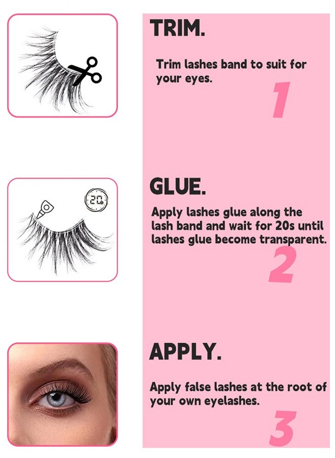 Ocean - Half Lashes Natural Look Wispy Soft Strip Mink Eyelashes Cat Eye 3D Curl Short False Lashes 7 Pairs, False Eyelashes with Clear Terrier, Reusable Fake Eyelashes, Ideal for Girls and Women Daily Use - Image 1