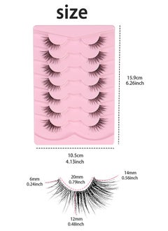 Ocean Half Lashes Natural Look Wispy Soft Strip Mink Eyelashes Cat Eye 3D Curl Short False Lashes 7 Pairs, False Eyelashes with Clear Terrier, Reusable Fake Eyelashes, Ideal for Girls and Women Daily Use  - Image 5