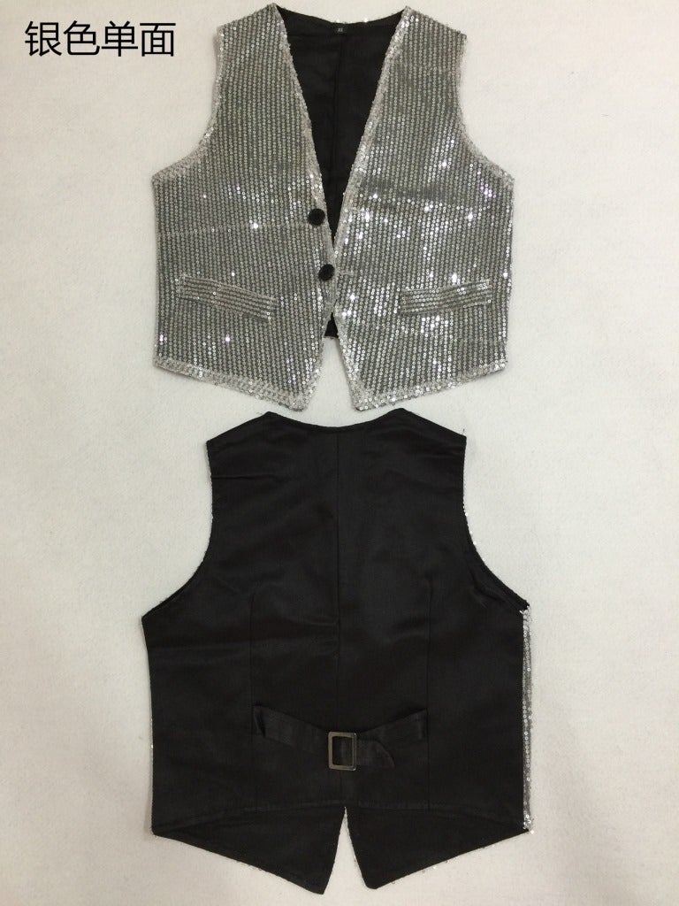K-Style Of Bar Singer Nightclub Decoration Stage Performance Sequined Boutique Vest Men And Women Vest Host Vest