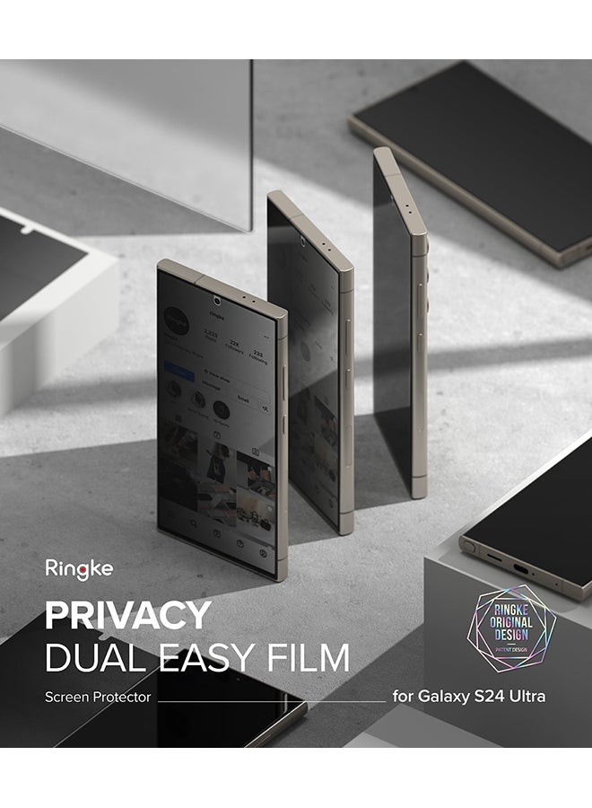 Ringke Privacy Dual Easy Film For Samsung Galaxy S24 Ultra 2024 Screen Protector, Anti-Spy Full Cover Protection Film With Installation Tool Clear - Image 3